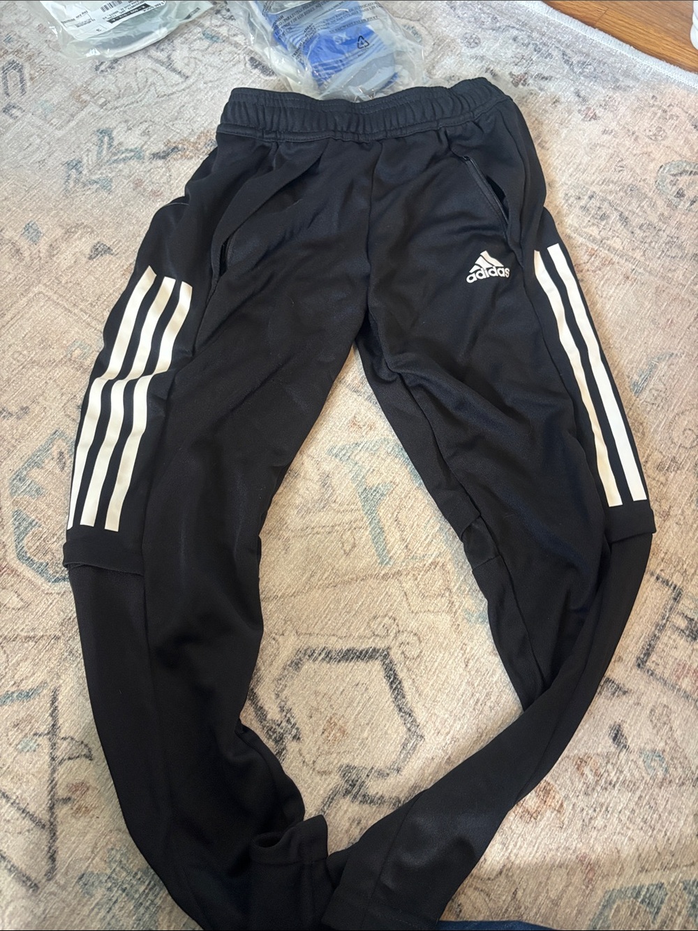 adidas Black Jogger Pants with White Side Stripes